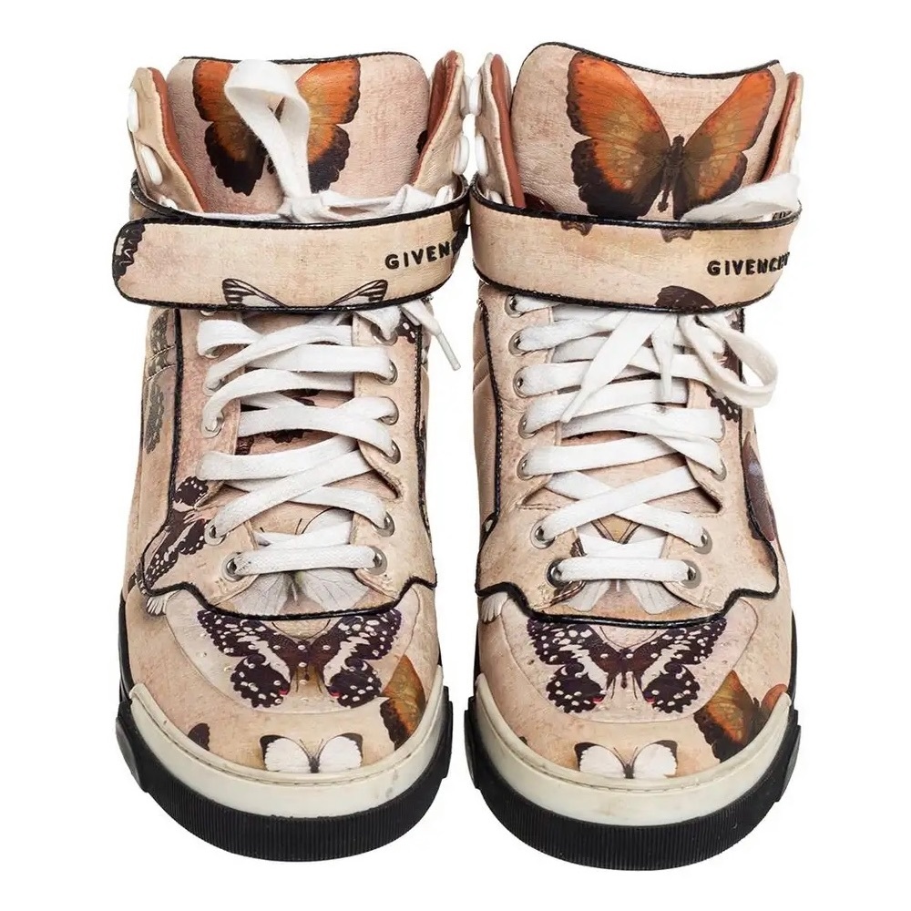 Givenchy Multicolor Butterfly Print Leather Tyson High Top Sneakers Size 36.0